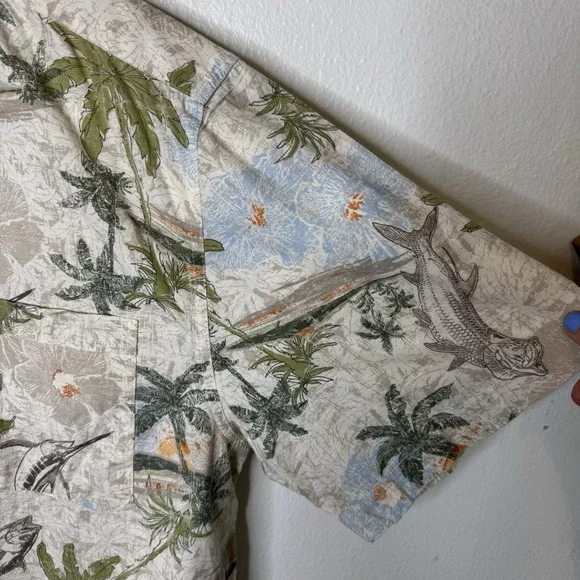 Columbia Swordfish Hawaiian Shirt Mens XXL Fish Button Up Collared Cotton Beach - Picture 6 of 14